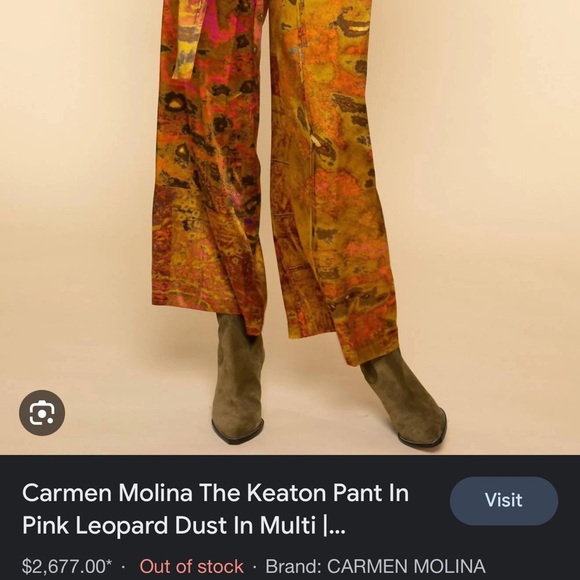 Carmen Molina Silk The Keaton Pant in Pink Leopard Dust - Picture 2 of 7